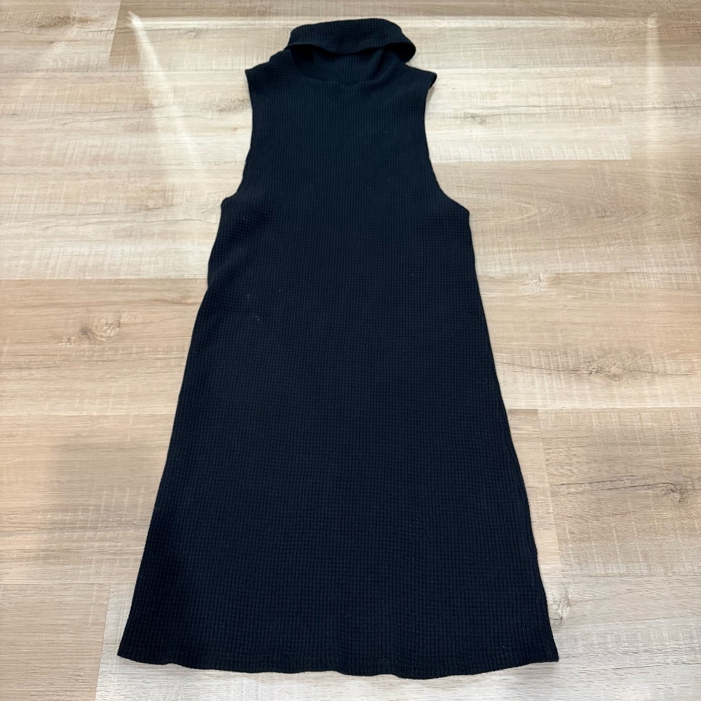 Free People Beach Waffle Knit Turtleneck Dress in Black Size Small